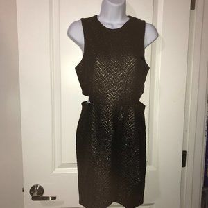 Moon Collection Side Cut Out Glittery Midi Dress Black/Gold Medium